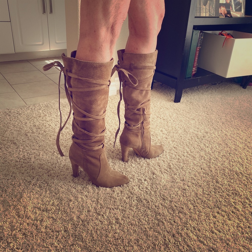 Vince Camuto Suede Lace up knee high boots